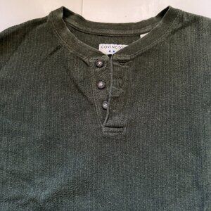 Covington  Shirt Mens XL Green Long Sleeve Crew Henley Split Button